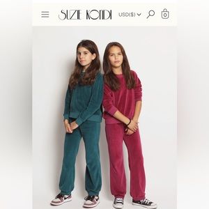 SUZIE KONDI Kids Crew Top and track pants in Velour